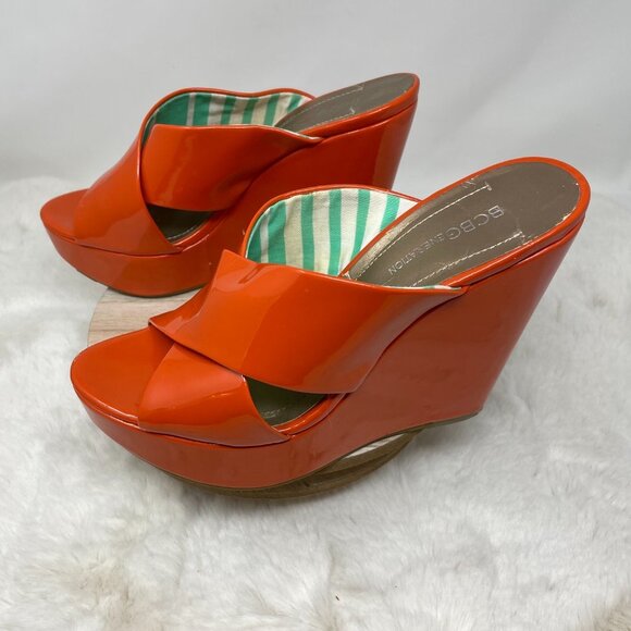 BCBGeneration patent leather orange wedges 6.5 2010 vibes - Picture 4 of 8